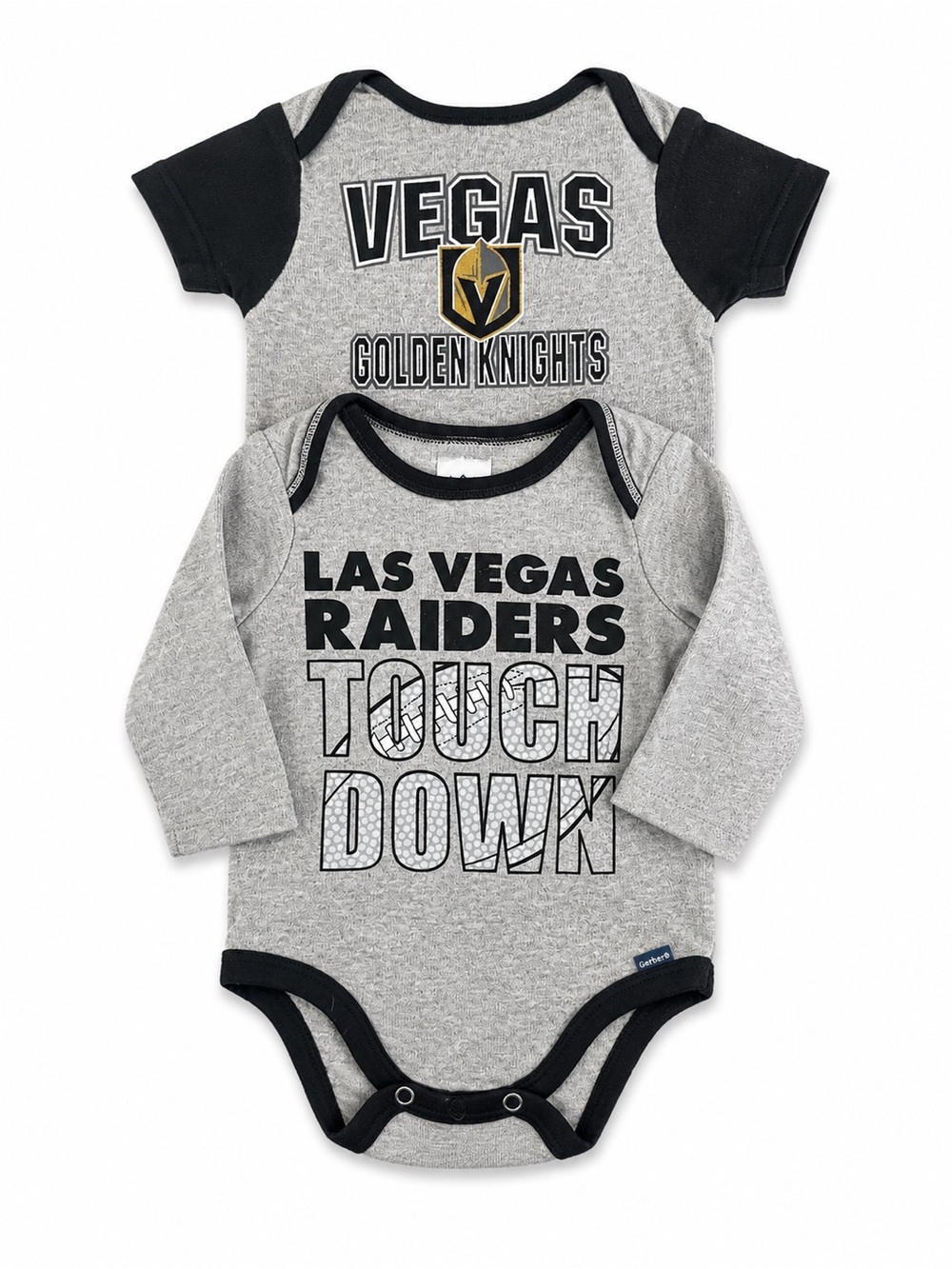Las Vegas Raiders & Golden Knights Baby One-Piece Set - Gray/Black